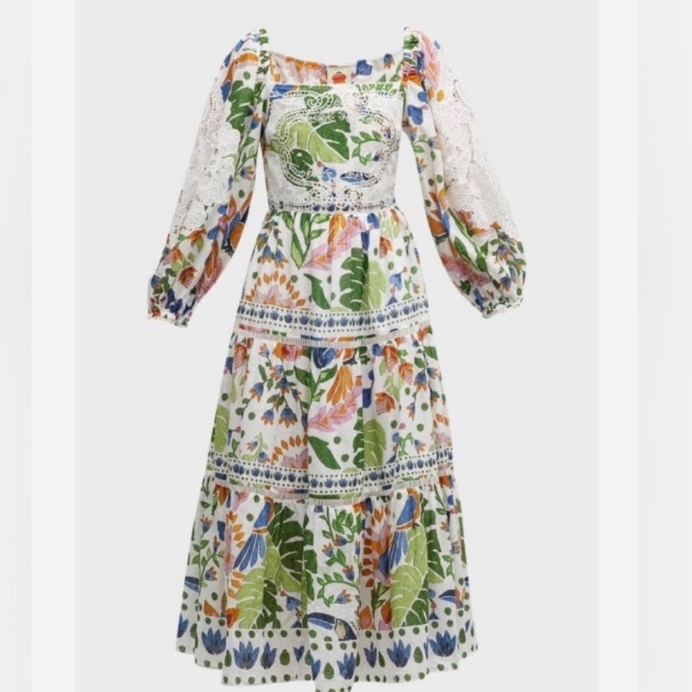 Farm Rio Summer Garden Midi Dress Size Small